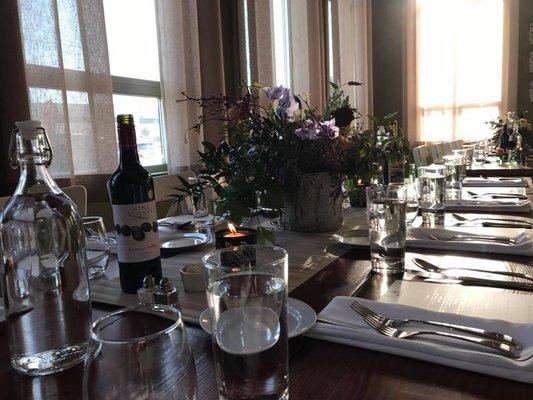 All is peaceful in the dinner area while the guests are touring the gardens