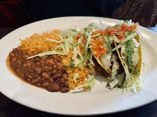 Medium combo - three tacos (beef & no cheese)