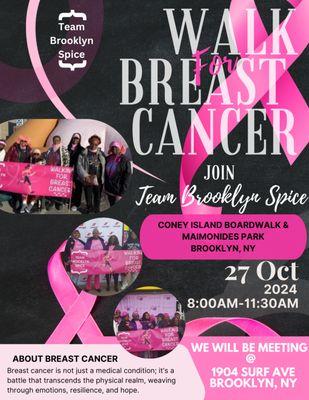 Join us in Coney Island 8am-11:30 am as we raise money for Breast Cancer awareness and research.