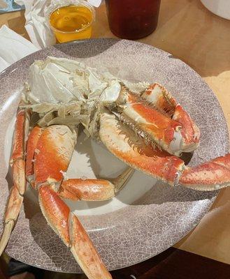 The Dungeness crab is as big as my plate. The warm drawn butter and the easy to crack crabs are outstanding!