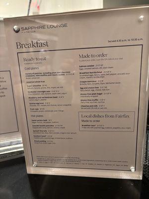 Breakfast menu.