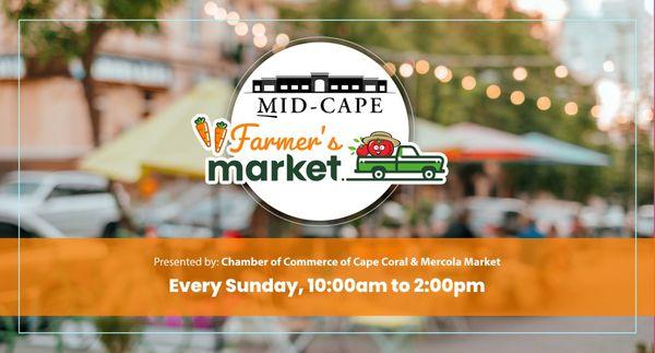 Mid-Cape Farmer's Market every Sunday at 10AM to 2PM