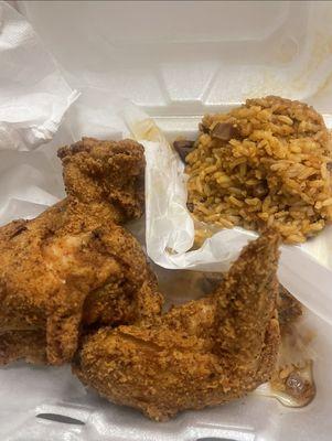 Fried chicken and jambalaya