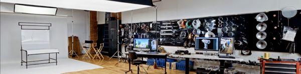 A view of our studio featuring the 10' x 20' overhead Chimera light bank.