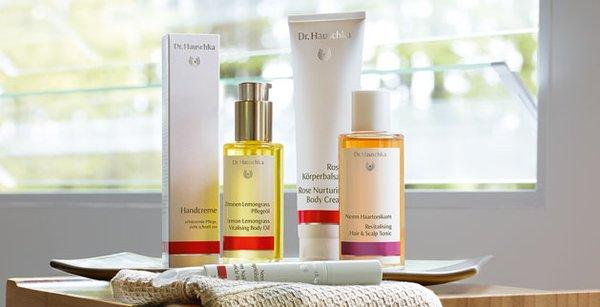 Choose a take home body care product from our organic line, Dr. Hauschka. Each product contains organic herbs, butters, and essential oils