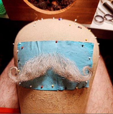 ust finished cutting and styling this mustache for a funeral home, and it was a rush assignment!