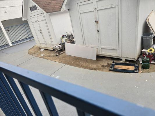 Sooooo, the pool isn't cold, but it isn't super inviting  I think they're using it as storage while they redo the flooring.