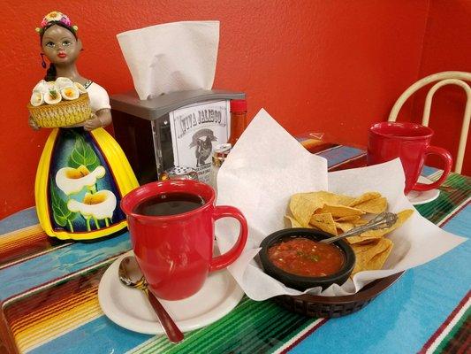 Homemade salsa with chips to every order - delicious