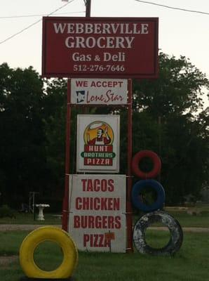 Sign for Webberville Grocery