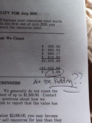 the amount I went over and they cut me off.