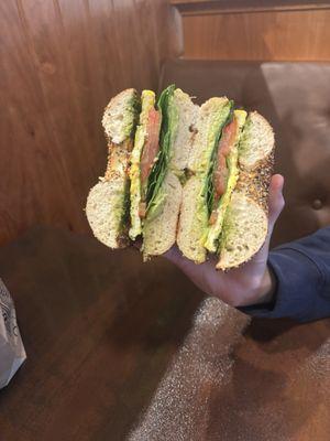 Look at that Cross Section of the Mediterranean Bagel Sandwich