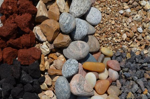 Lava, Colorado, Alabama, or River Gravel. Great decorative cover for Landscaped areas.