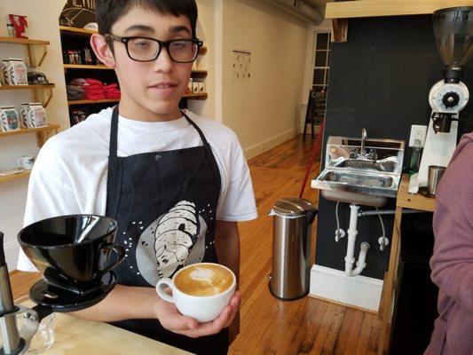 Gabriel Learning Latte Art