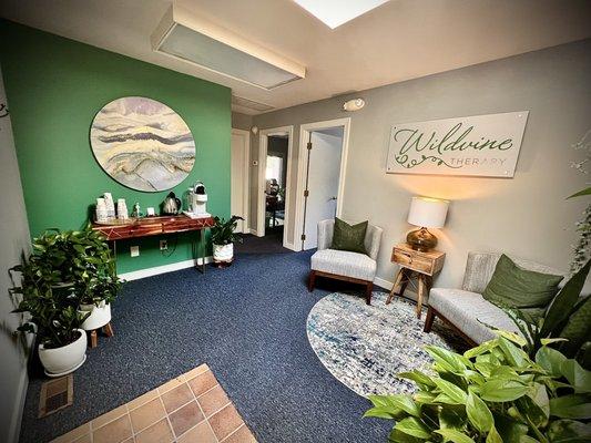 Relax in a comfortable lobby as you wait for your session to start.