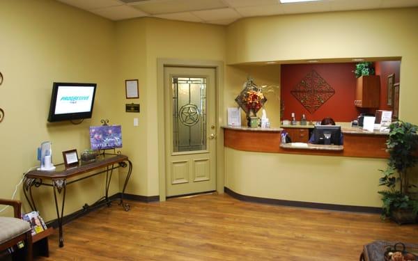 Our inviting front desk welcomes you to our office!