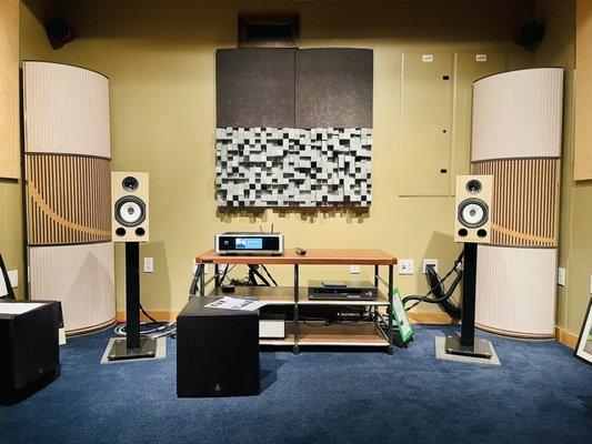 This is the listening room I was in. The salesman moved speakers in and out while I sat here to listen.