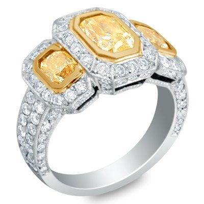 Pave Set Yellow Diamond Ring