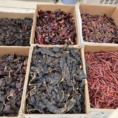 Various dried hot peppers