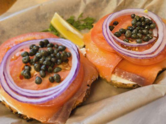Lox blonde onion bagel. Delicious!