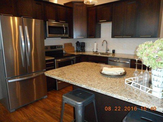 A recently renovated designer kitchen in one of homes on 131 Cedar, Kalamazoo.