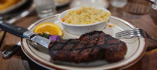 Top Sirloin with rice pilaf.