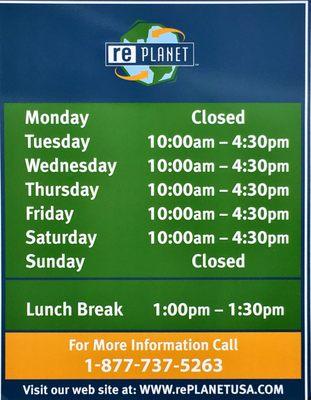 Posted hours of operation