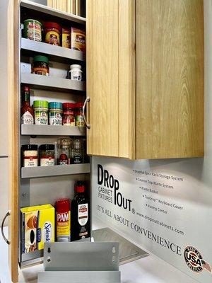 Example of shelf adjustability in Dropout Cabinet Fixtures' Items 8003/8004R (Right Facing)