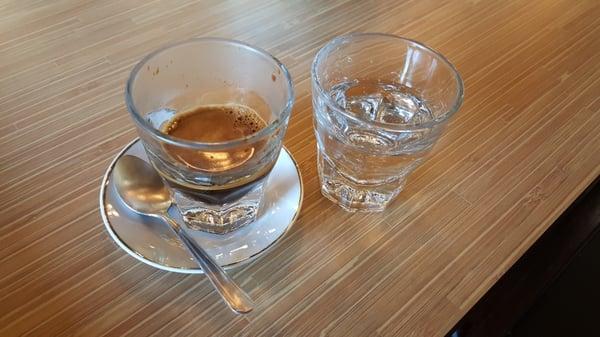 Double expresso w/seltzer water.