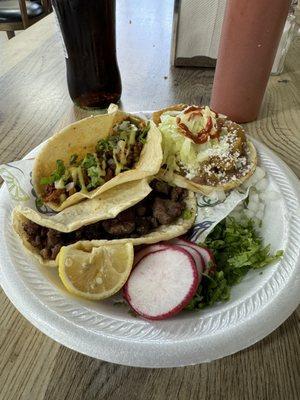 Tacos and sope.
