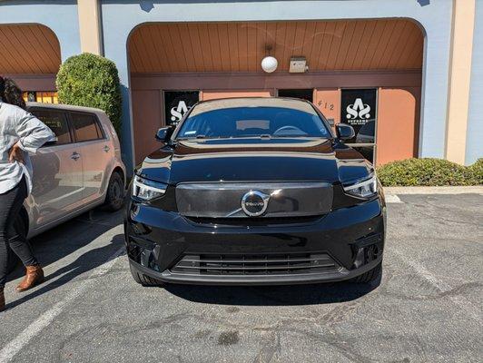 Vinyl wrapped grill and PPV'ed front end and mirrors