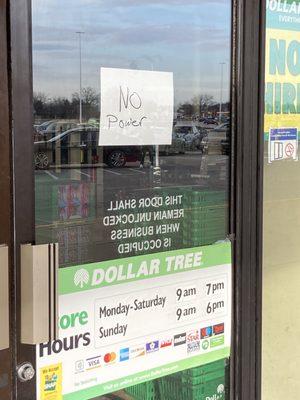 Dollar Tree- No Power