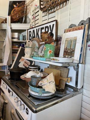 Vintage Kitchen Decor. McCoy, Bauer, Salt & Pepper shakers, cookie jars, teapots, aprons, tabletop