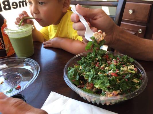 Chicken salad soo good and the kids loved their smoothies