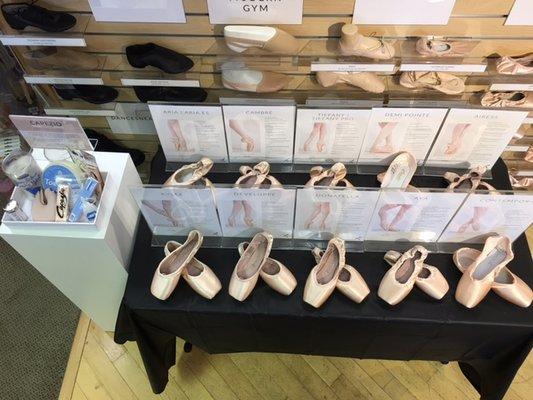 We have a wide variety of pointe shoes to fit your needs!!