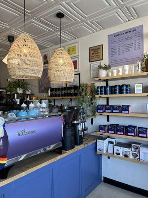 Love their purple espresso machine! (Coffee adventures @towngrounds)