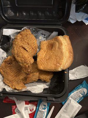 Tilapia with the "end" slice of bread