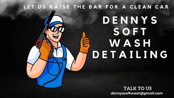 Dennys Soft Wash Detailing Logo, slogan and email