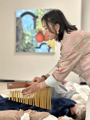 Let healing vibrations flow through you while surrounded by inspiring art