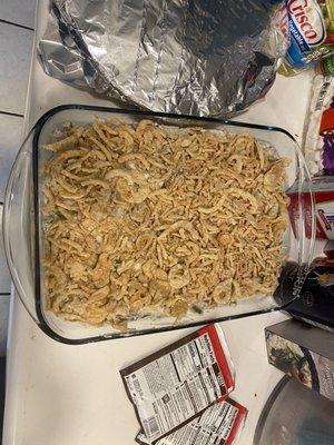 Green beans with onion rings