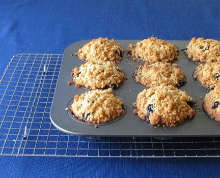 Gluten free blueberry muffins with streusel topping