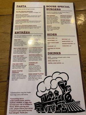 Menu photos. They have daily specials as well