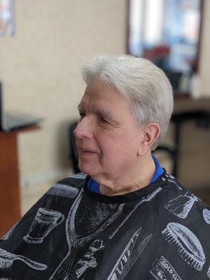 Classic scissor cut with clean finish