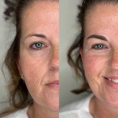 Client's happy face with the powder brows in Gallatin, TN