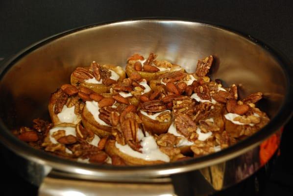Roasted Pears & Vanilla Yogurt Dessert - Drizzled with honey and a harvest trio of nuts