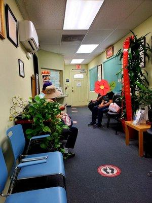 Waiting Room - relaxing & chilled. Face masks are worn by everyone, hand sanitizers are available and social distancing practiced.
