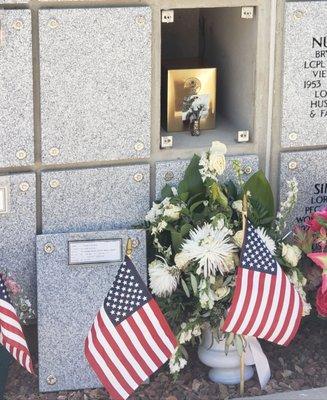 Final resting place, Beautiful engraved Urn with Army Insignia