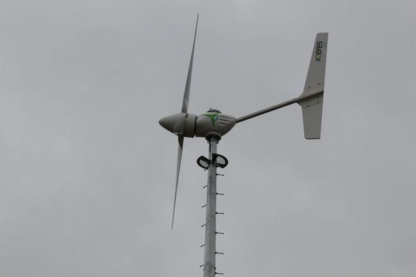 This is a 10 kW Wind Turbine on an 80-foot tower