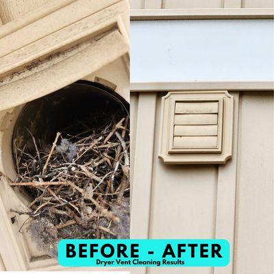 Before & After: Notice the benefits of professional dryer vent cleaning. Cleaner vents for a safer and more efficient dryer!