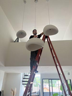 Took time to measure out length of each lighting fixture to achieve best overall aesthetic