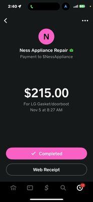 Proof of payment for part that was not received.